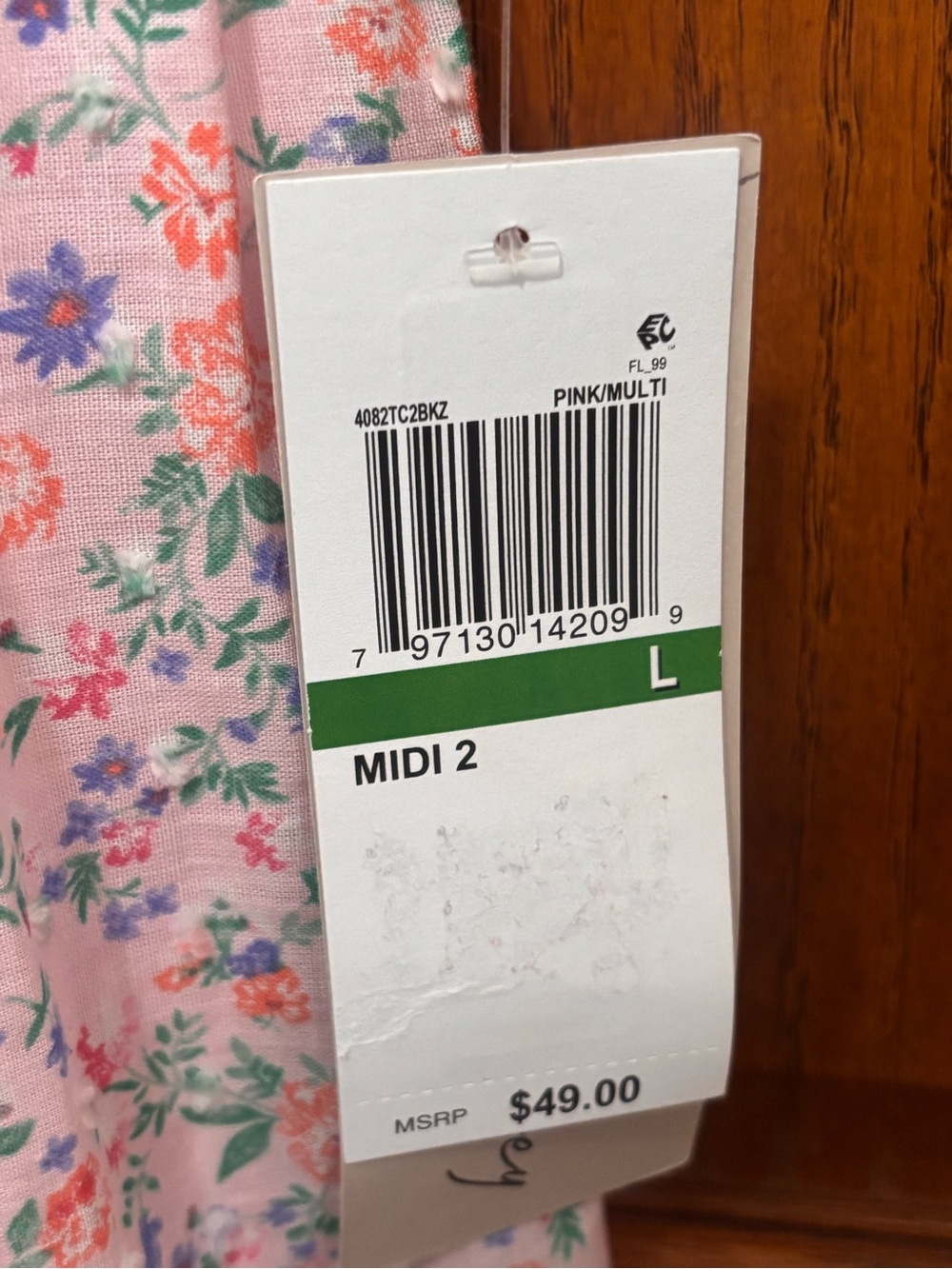 Kingston Grey Pink Floral Midi Dress with Puff Sleeves. Sz L. NWT - Picture 6 of 12
